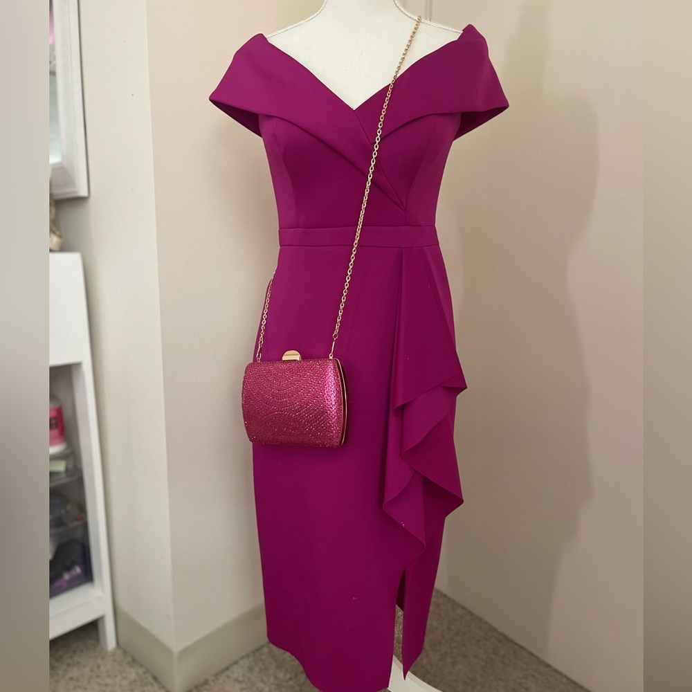 Eliza J Magenta Asymmetrical Dress
